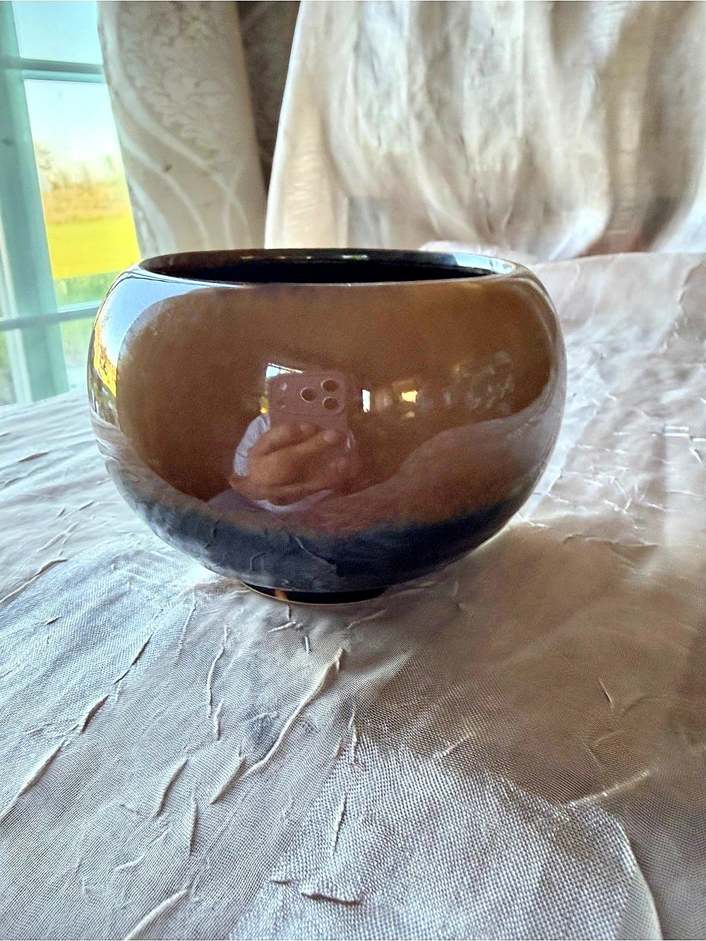 Brown & Black Glazed Ceramic Vase